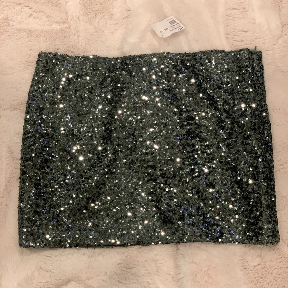 NWT - Angl - Gunmetal Sequin Mini Skirt
